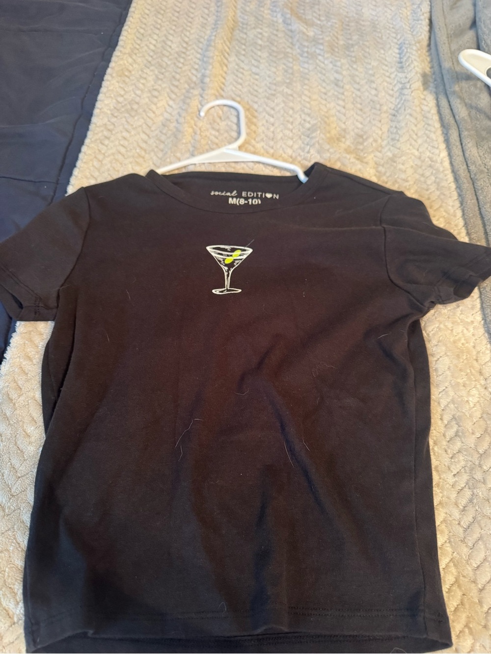 Black womens cropped T-Shirt with Martini Graphic